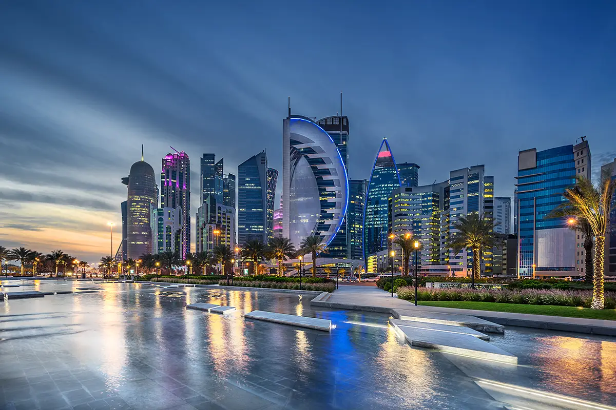 Panorama view of Doha in Qatar.