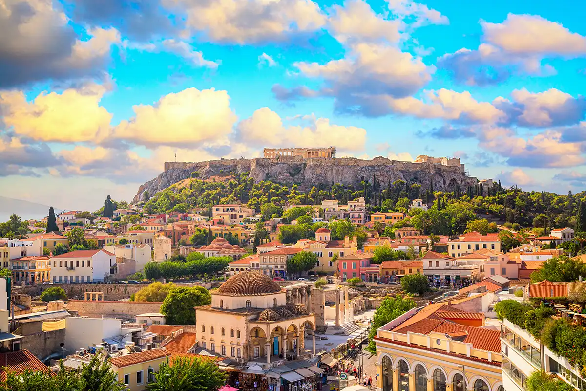 Panoramic View of the city of Athens, capital of Greece.