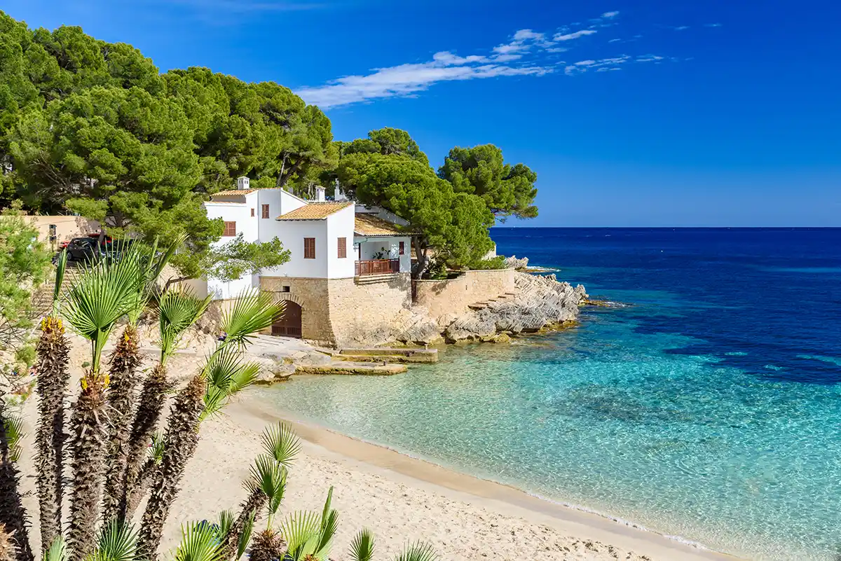 A house by beach in Mediterranean Sea, Spain.