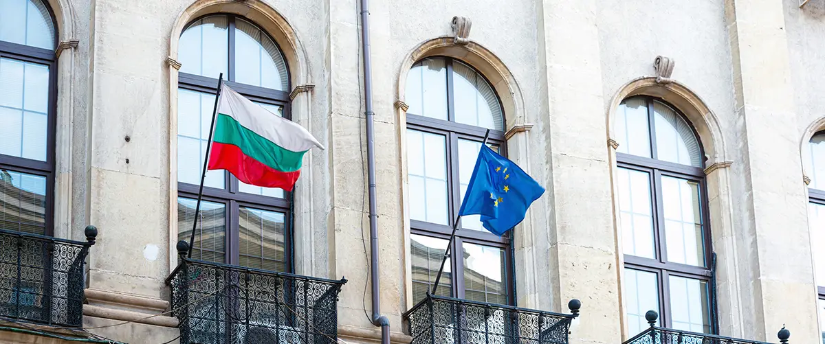 Bulgaria and European Union flags