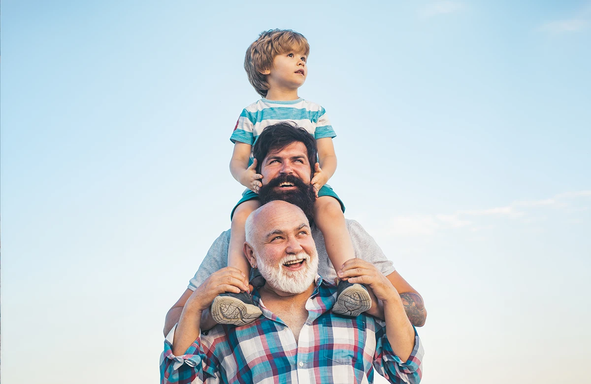 Male relatives of the family - grandfather, father and son.