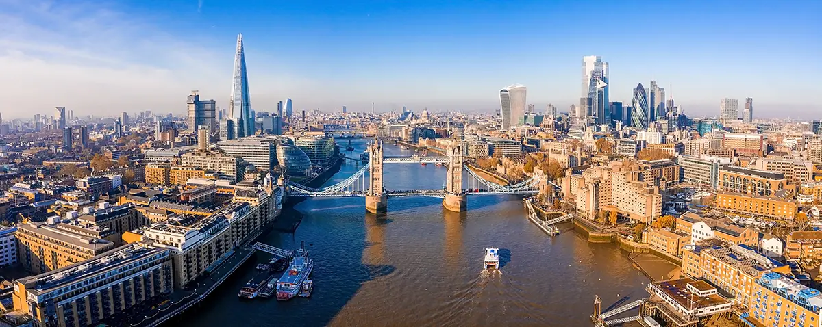 Panorama of London Tower Bridge United Kingdom