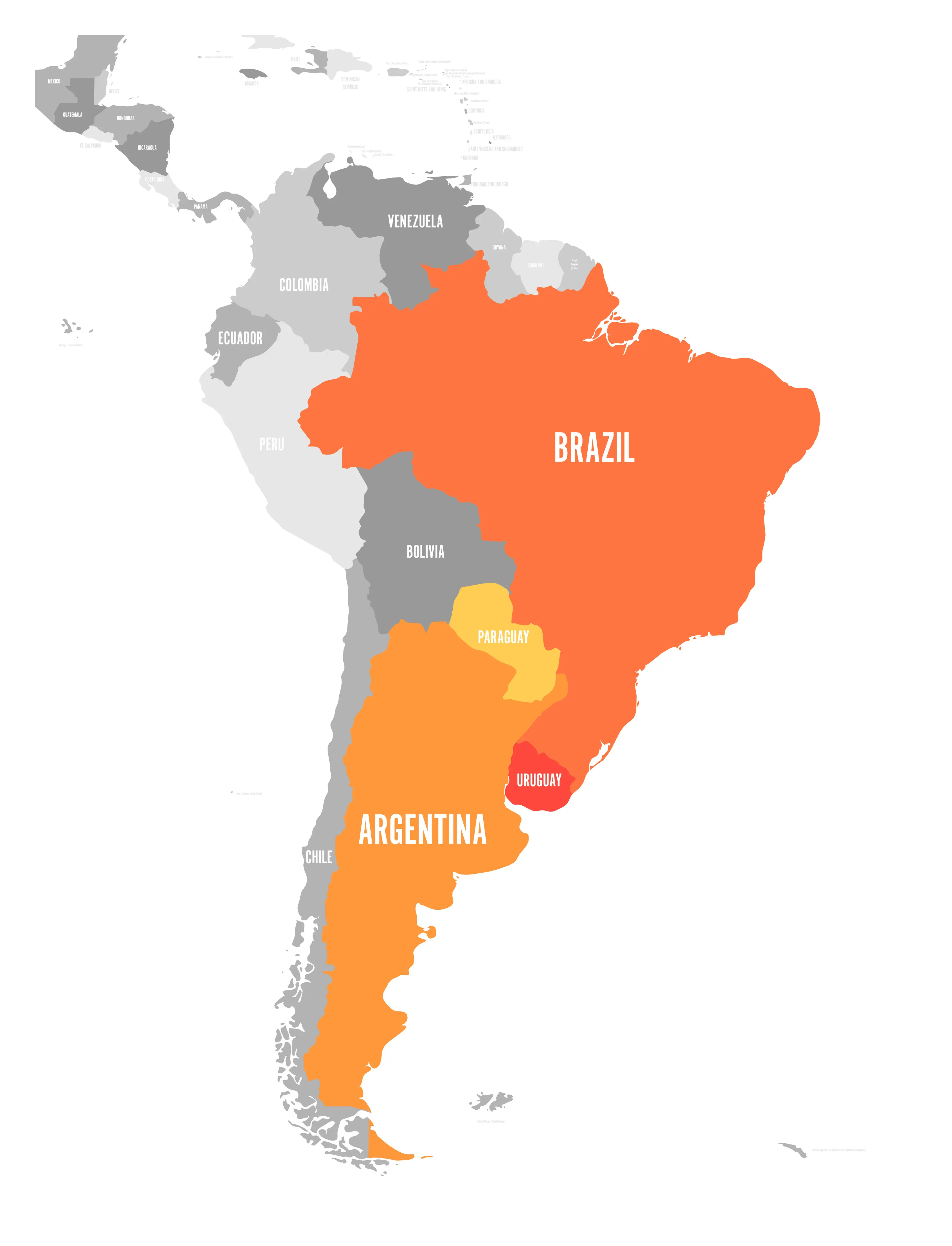 Map of Mercosur countries.