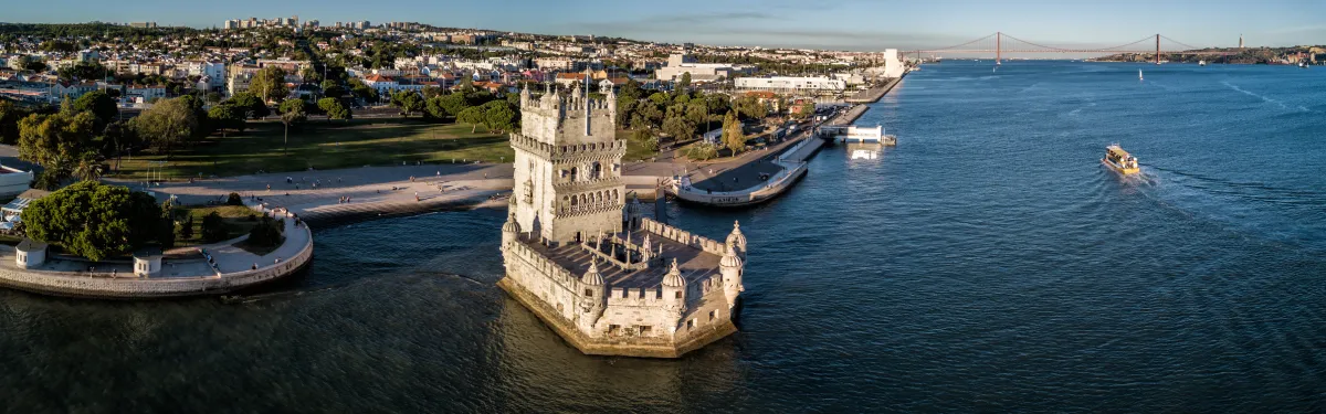 portugal lisbon belem tower aerial view