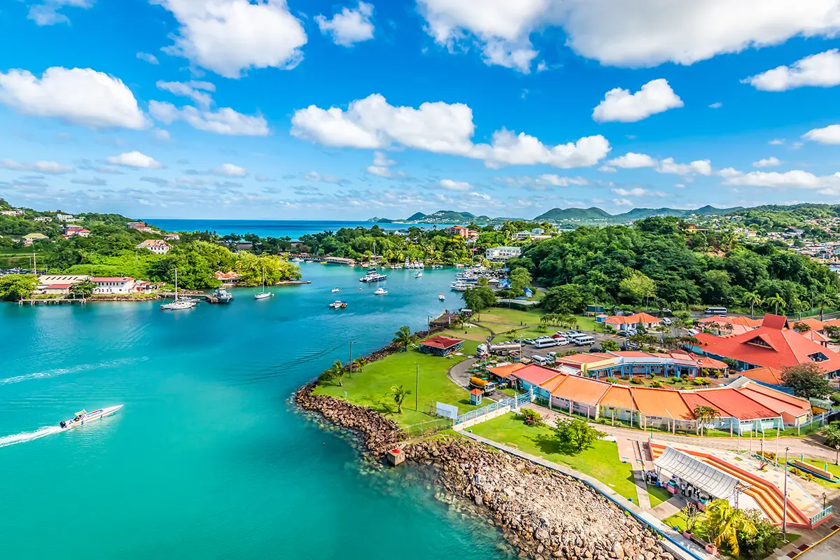 Aerial view of port Castries in Saint Lucia Citizenship by Investment